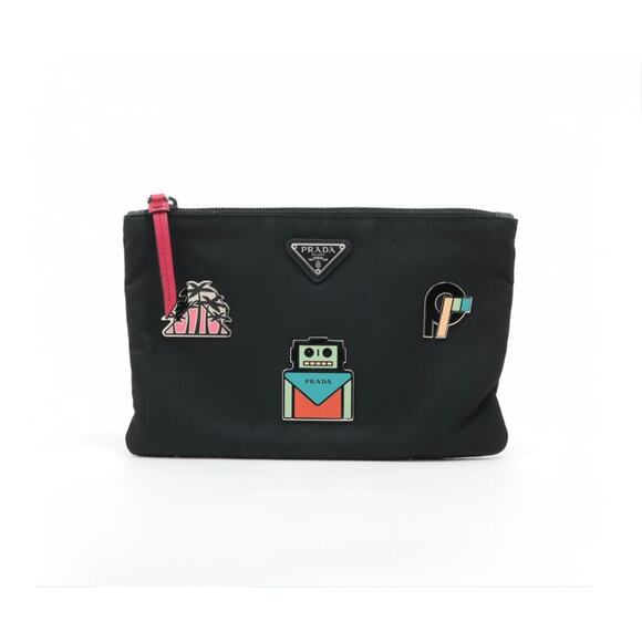 Prada Tessuto Small Zip PouchBlack Re-NylonCosmetic BagExcellent